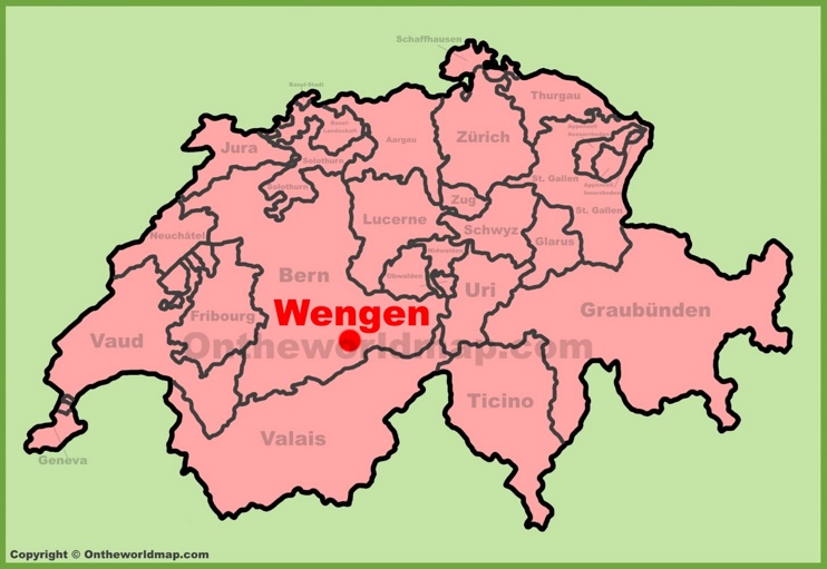 Wengen location on the Switzerland map