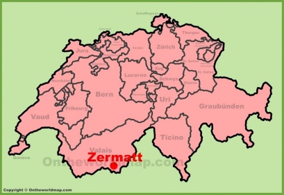 Zermatt location on the Switzerland map