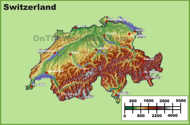 Switzerland physical map