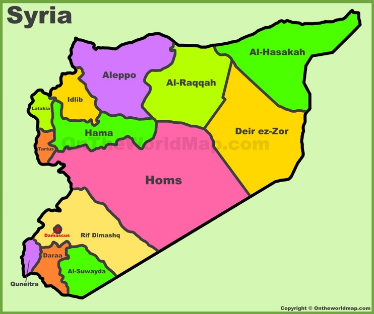 Administrative divisions map of Syria