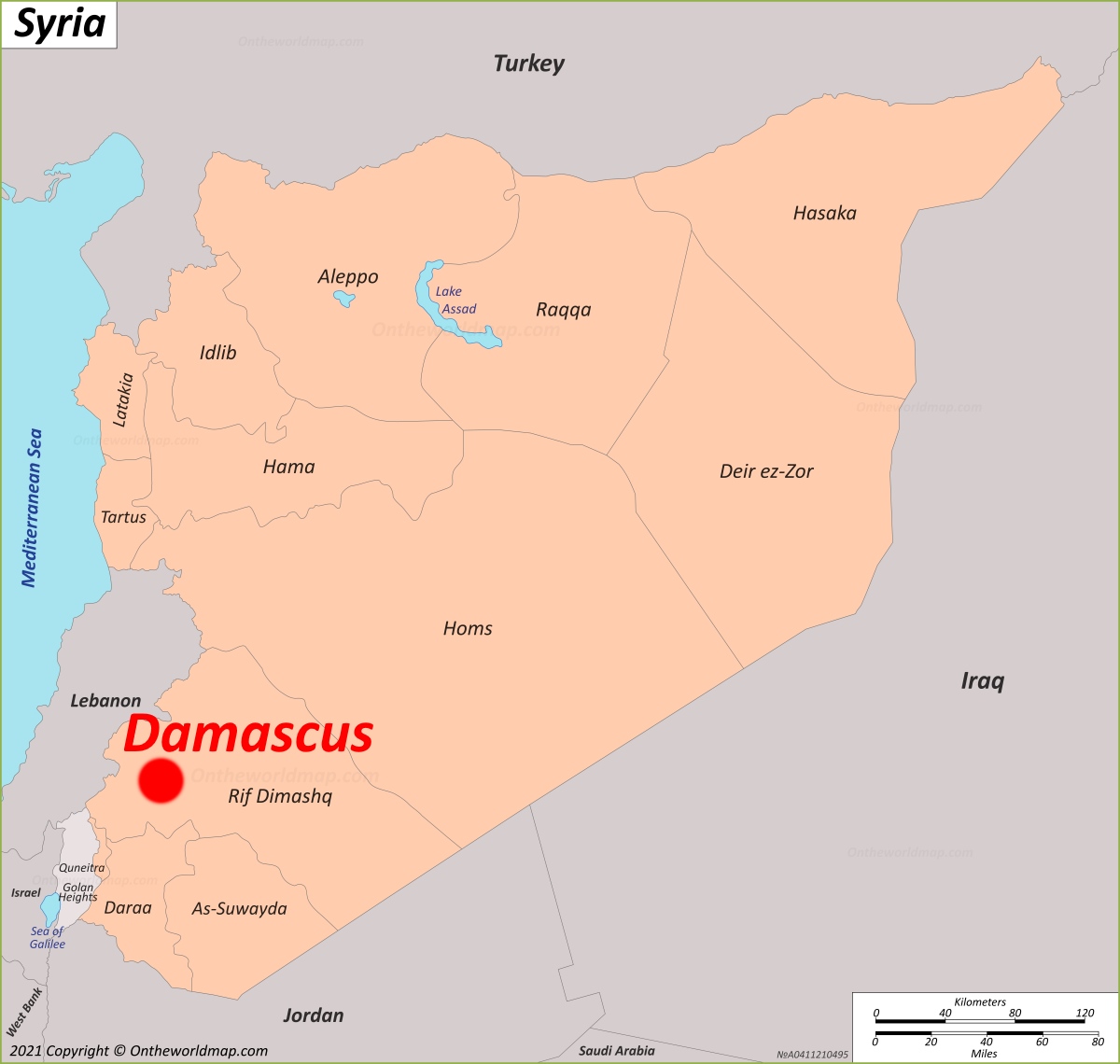 Damascus Location On The Syria Map 