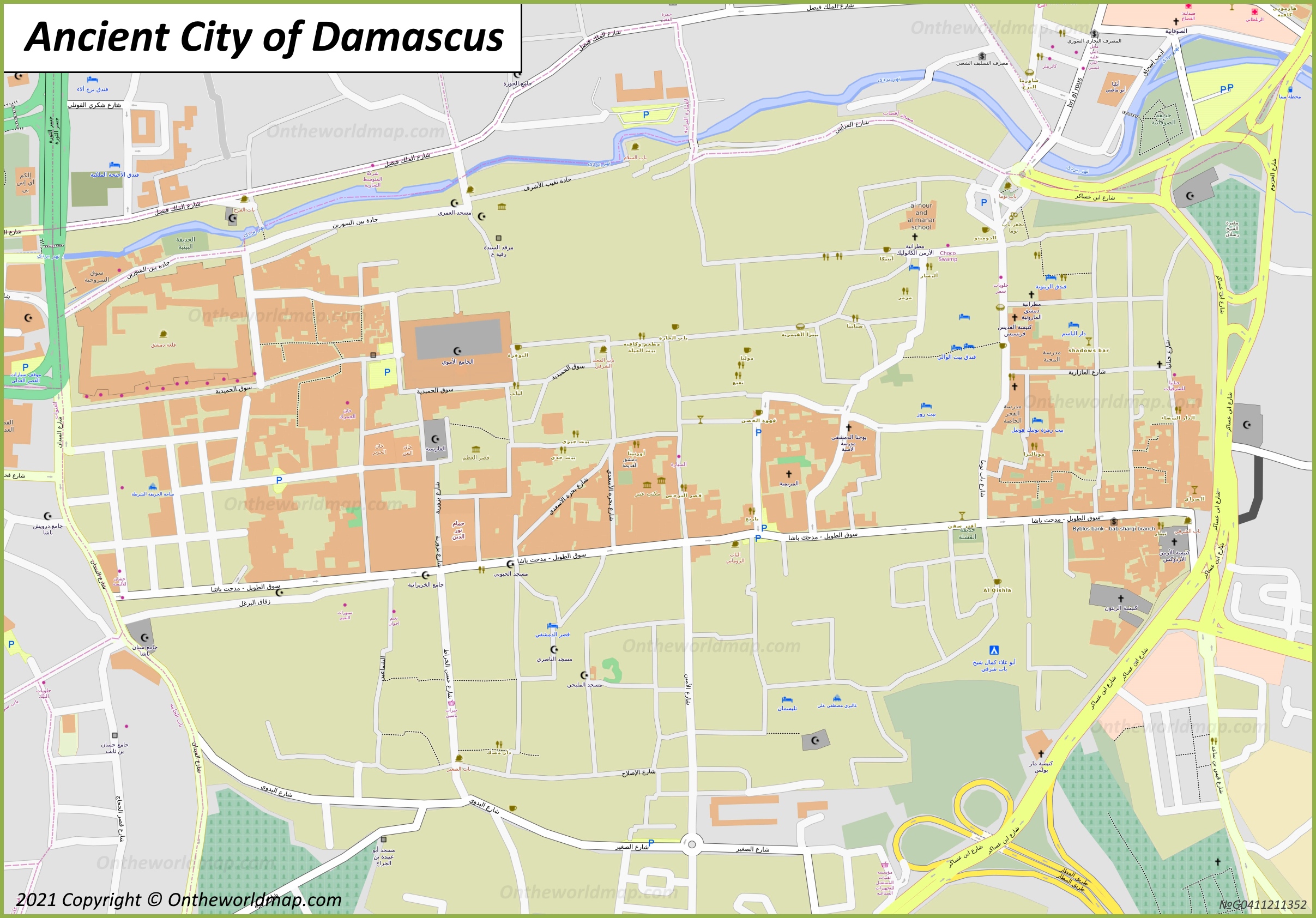 Map of Ancient City of Damascus