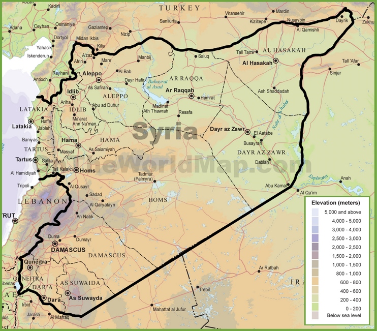 Syria Physical Map