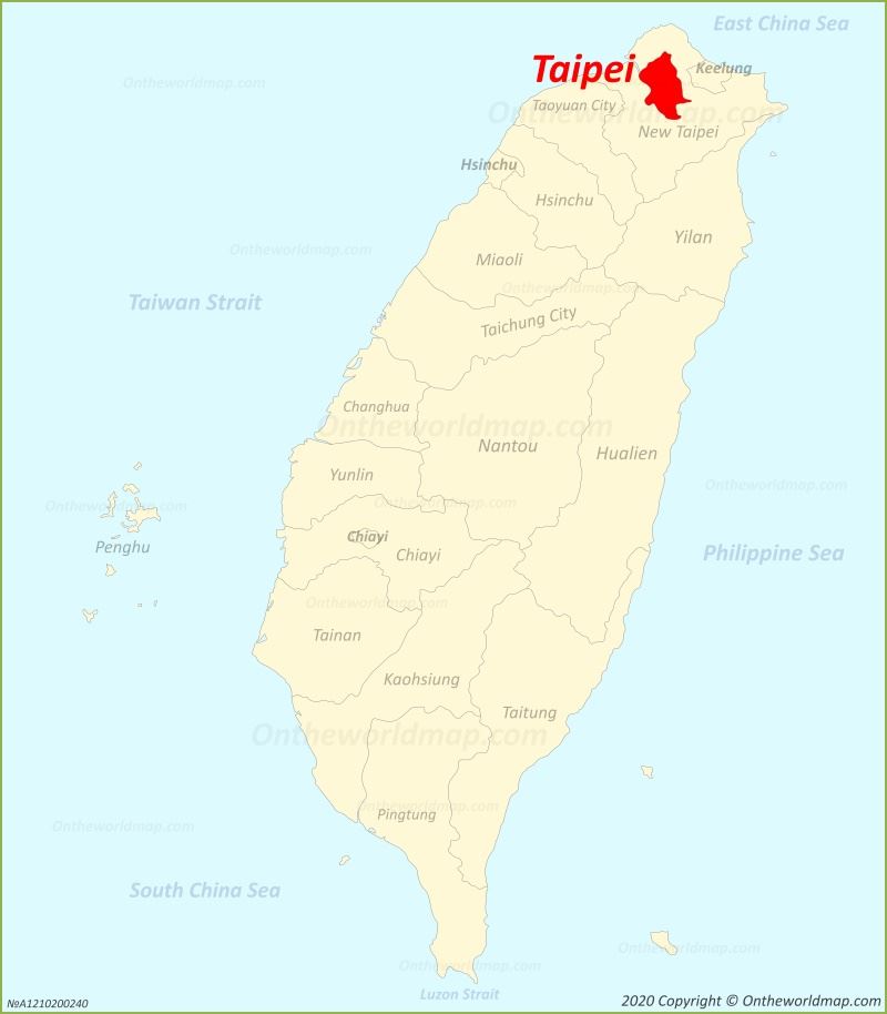 Taipei location on the Taiwan Map