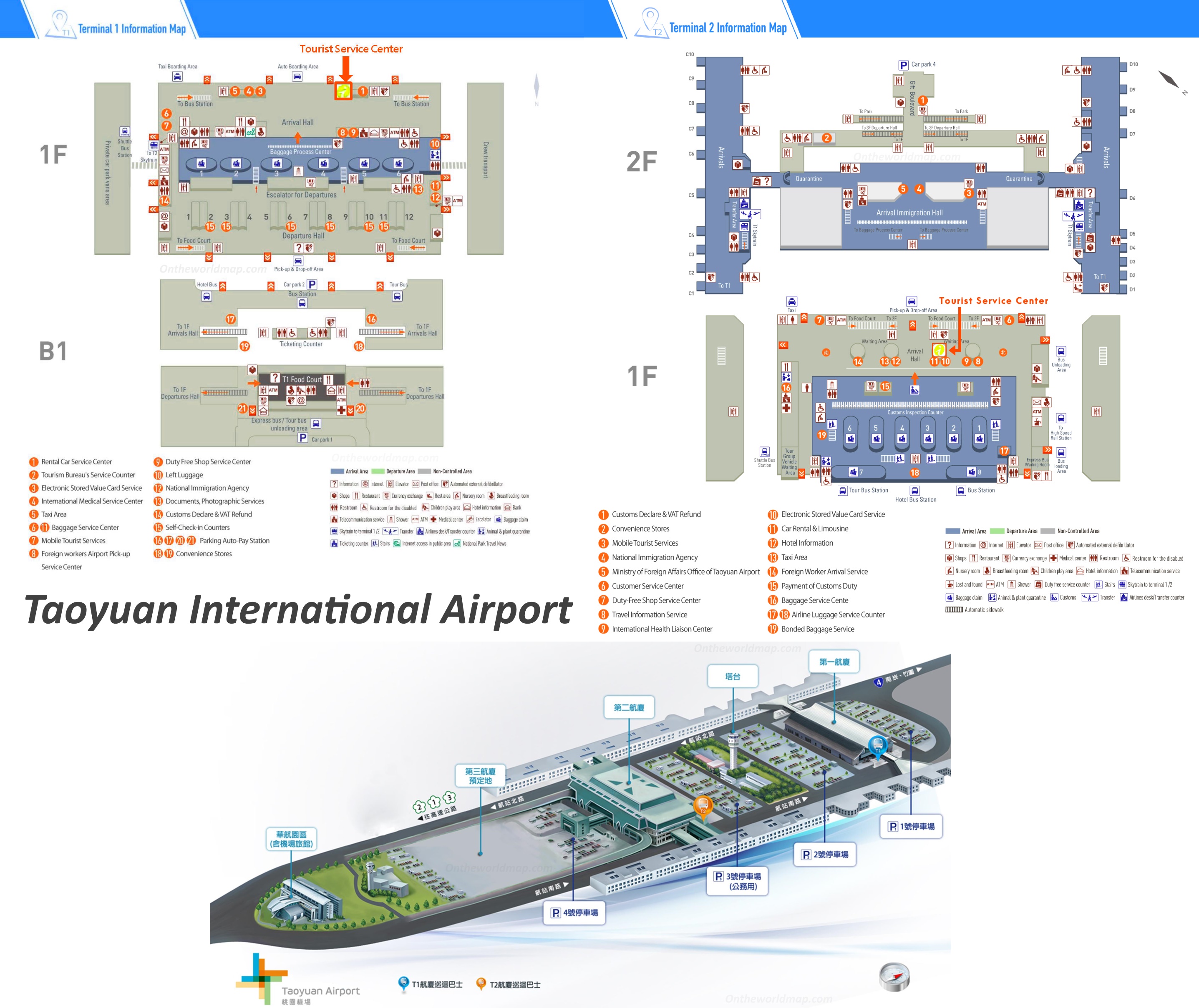 Taoyuan International Airport Map - Ontheworldmap.com