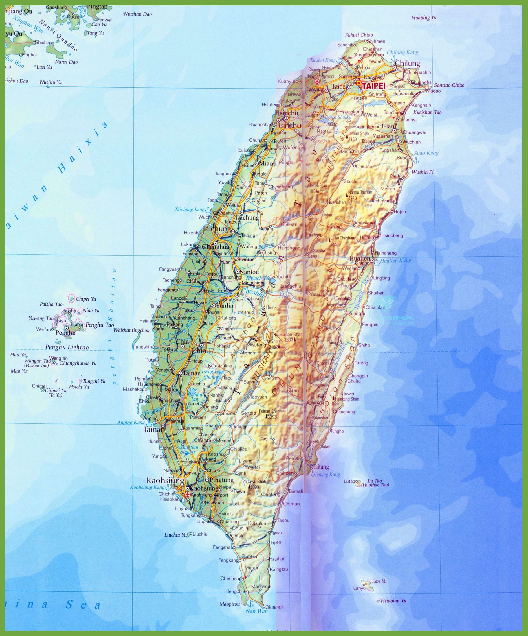 Taiwan Physical Map 1314