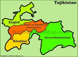 Administrative divisions map of Tajikistan