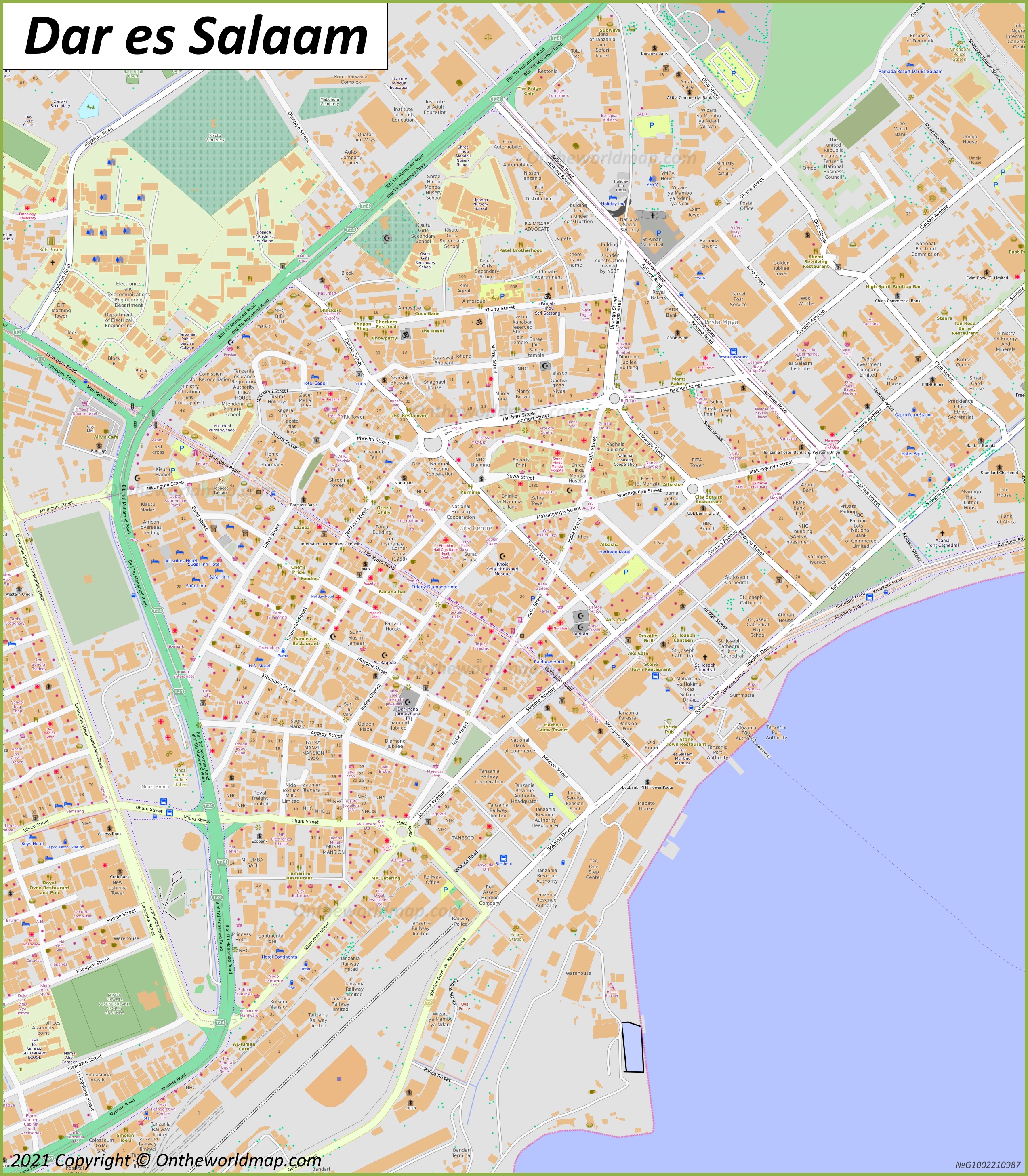 Dar es Salaam City Center Map