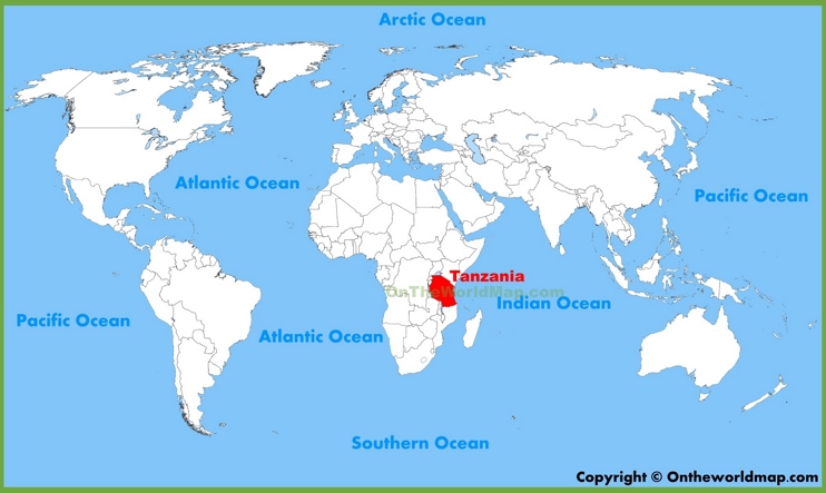 Tanzania location on the World Map