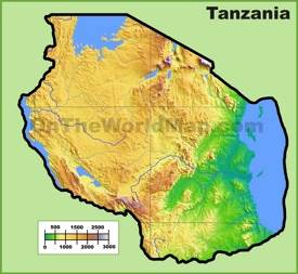 Tanzania physical map