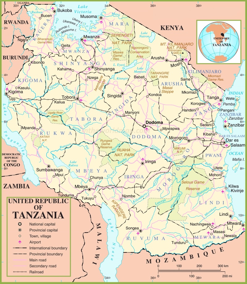 Tanzania political map