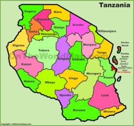 Tanzania Map Maps Of United Republic Of Tanzania   Tanzania Regions Map Min 