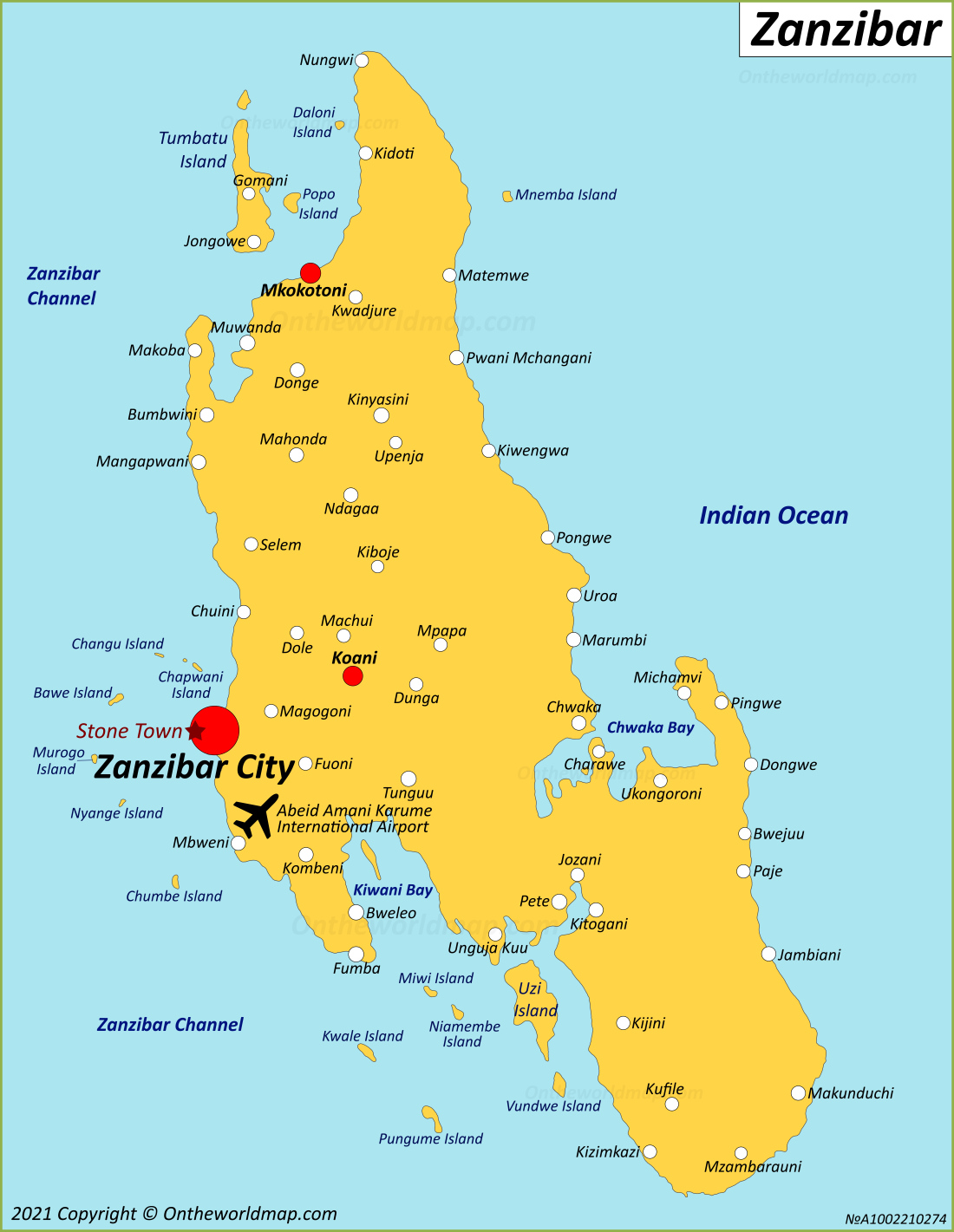 Map of Zanzibar Island