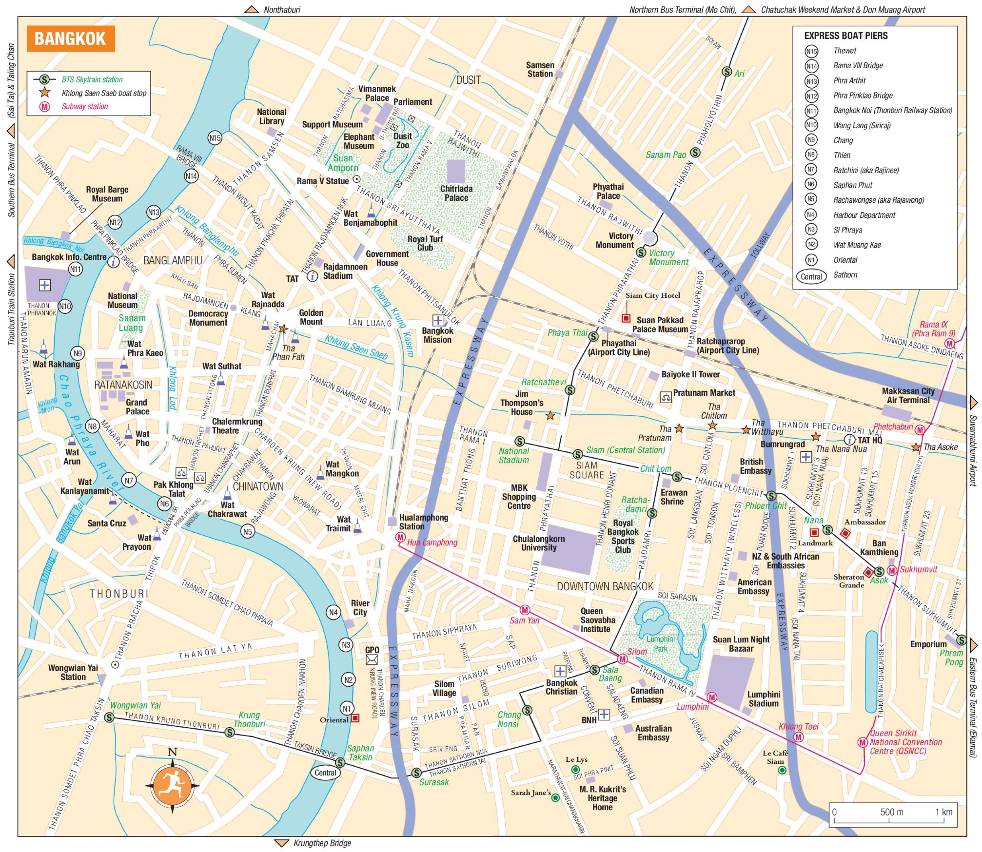 bangkok city map tourist
