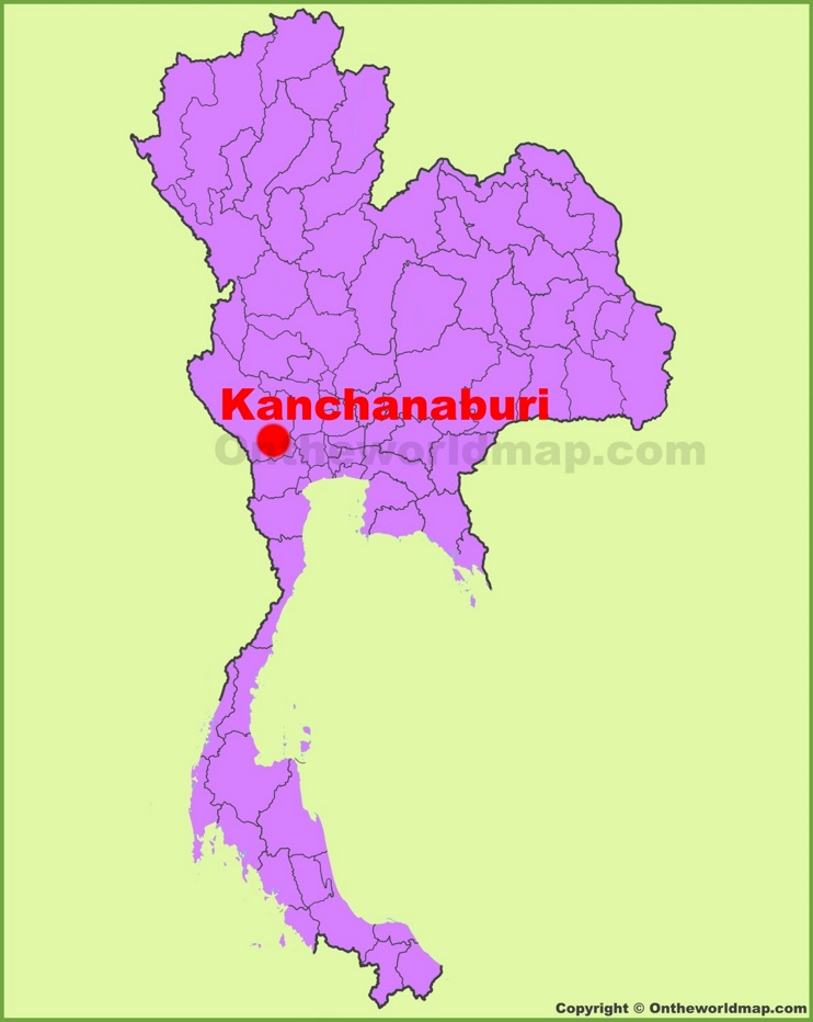 Kanchanaburi location on the Thailand Map