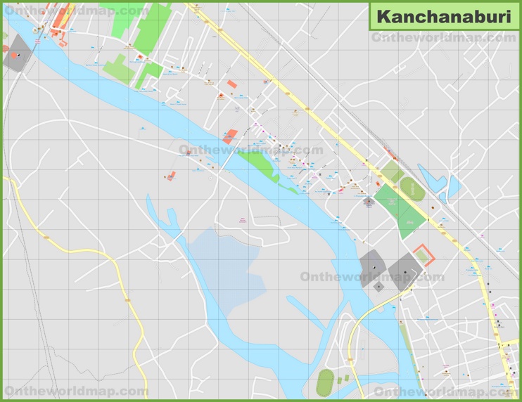 Large detailed map of Kanchanaburi