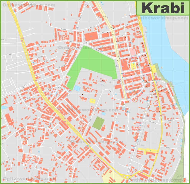 Detailed Tourist Map of Krabi Town
