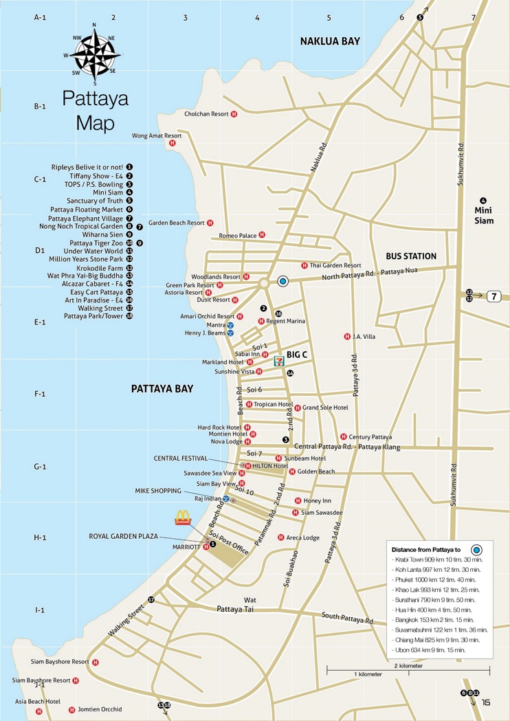 Pattaya hotel map