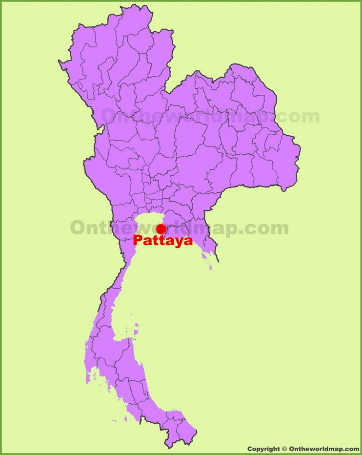 Pattaya location on the Thailand Map