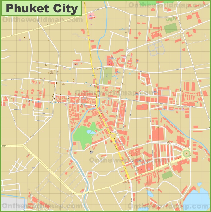Large detailed map of Phuket City