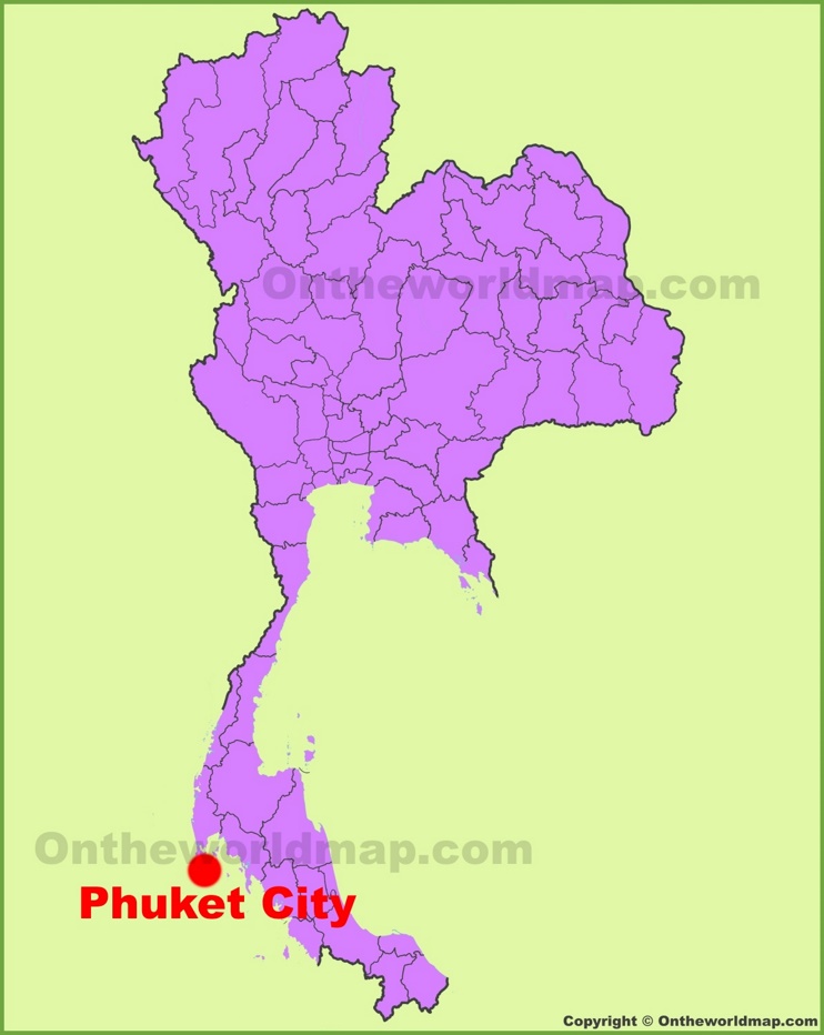Phuket City location on the Thailand Map