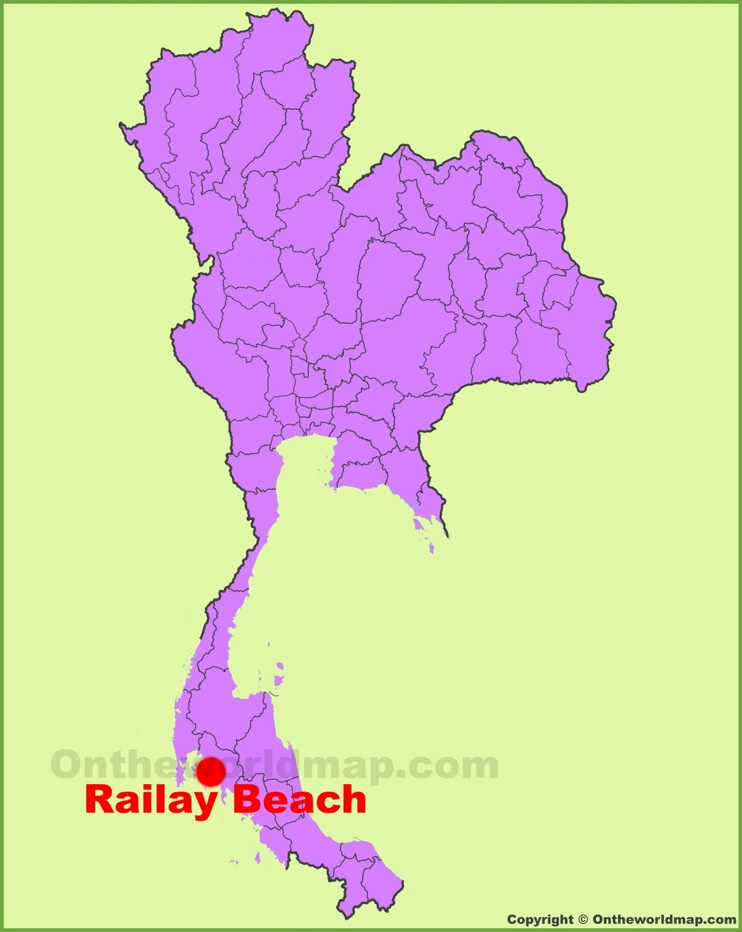 Railay Beach location on the Thailand Map