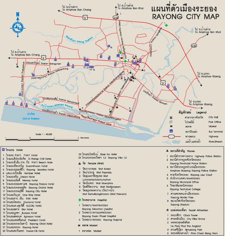 Rayong tourist map