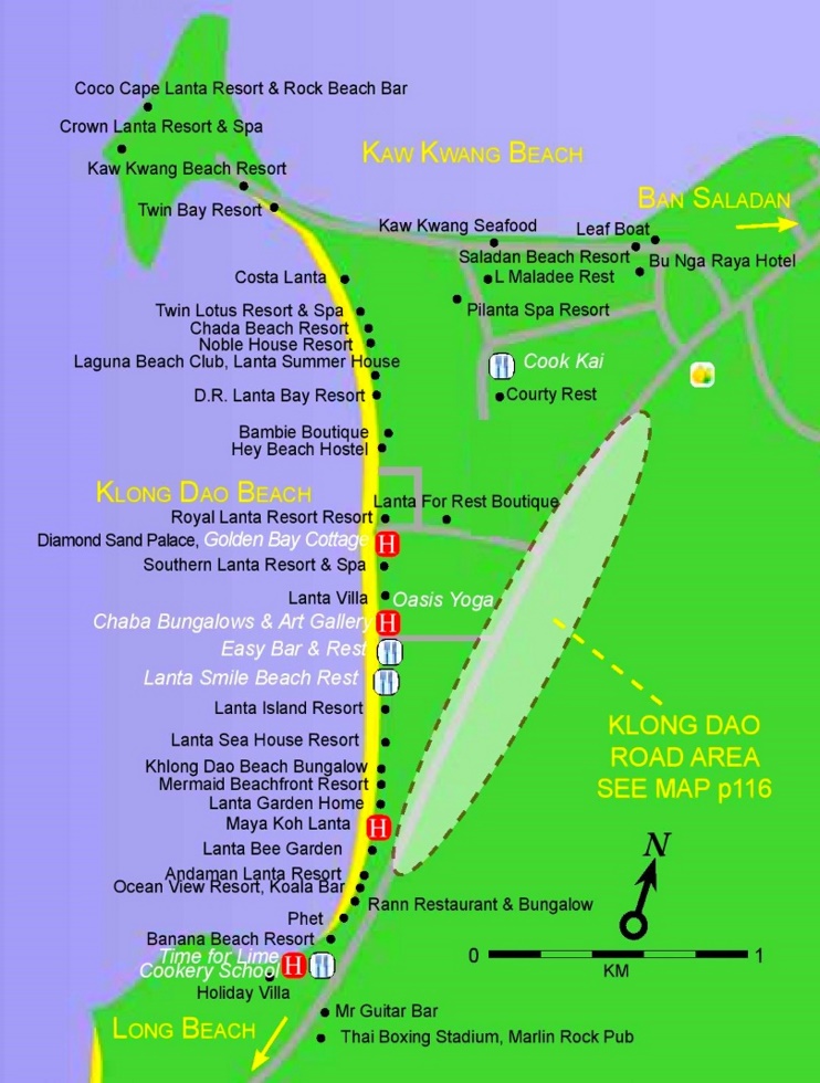 Klong Dao Beach map