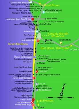 Klong Nin Beach map