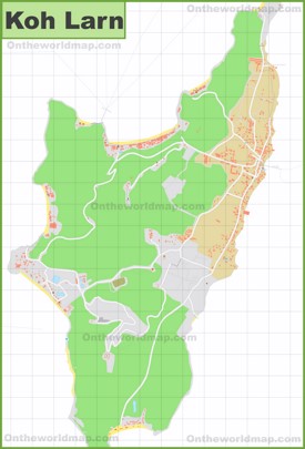 Large detailed map of Koh Larn