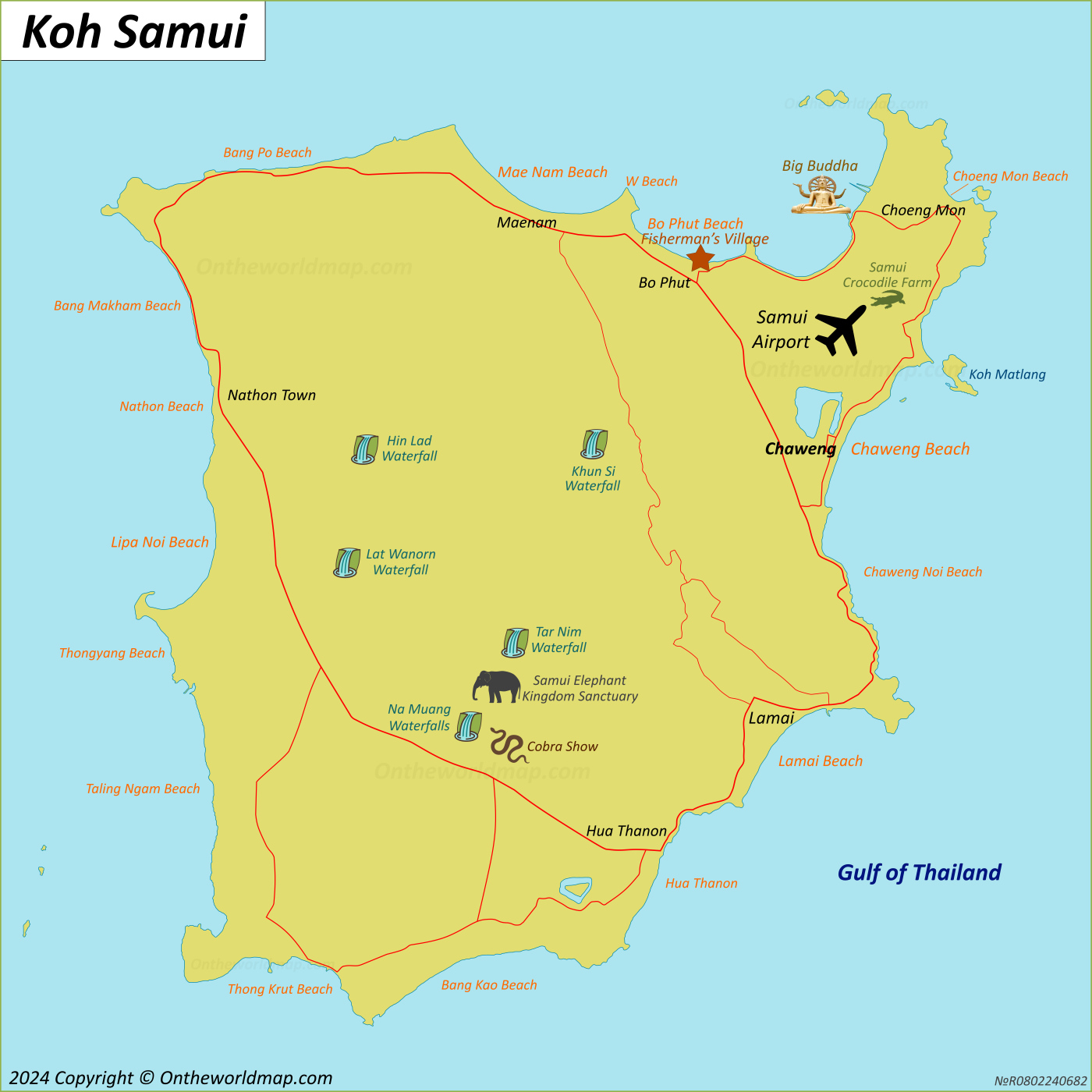 Map Of Koh Samui Thailand Koh Samui Map Island Beaches Attractions