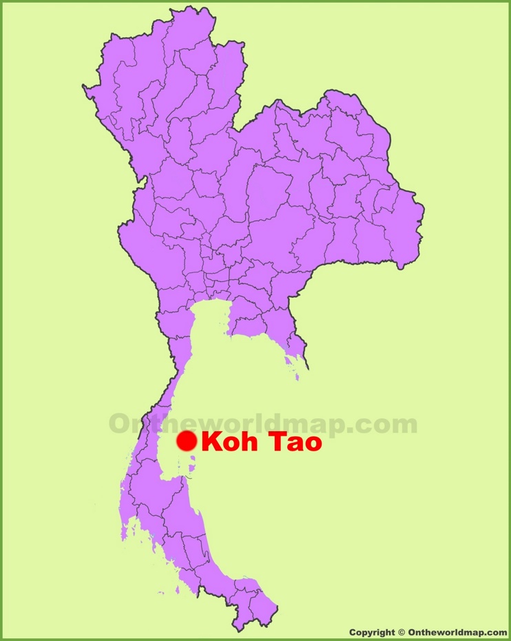 Koh Tao location on the Thailand Map