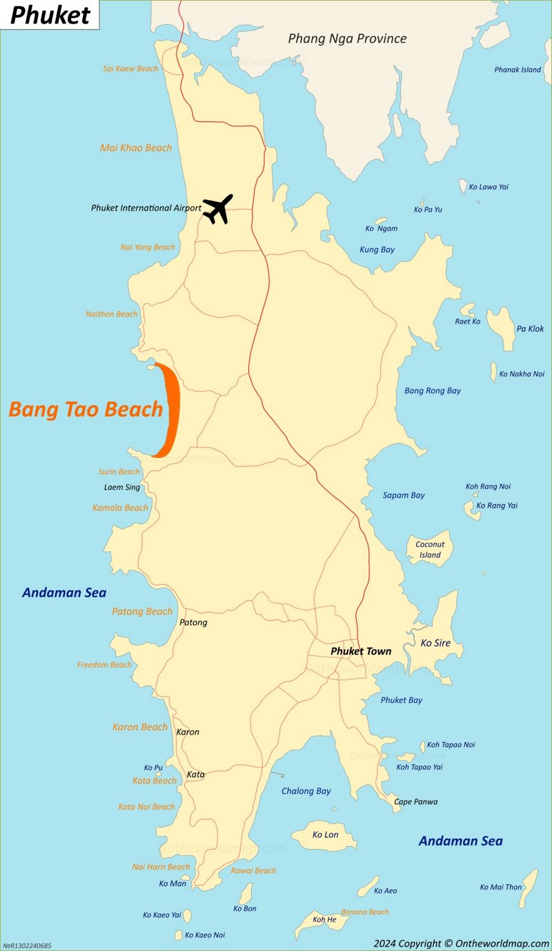 Bang Tao Beach Location On The Phuket Map