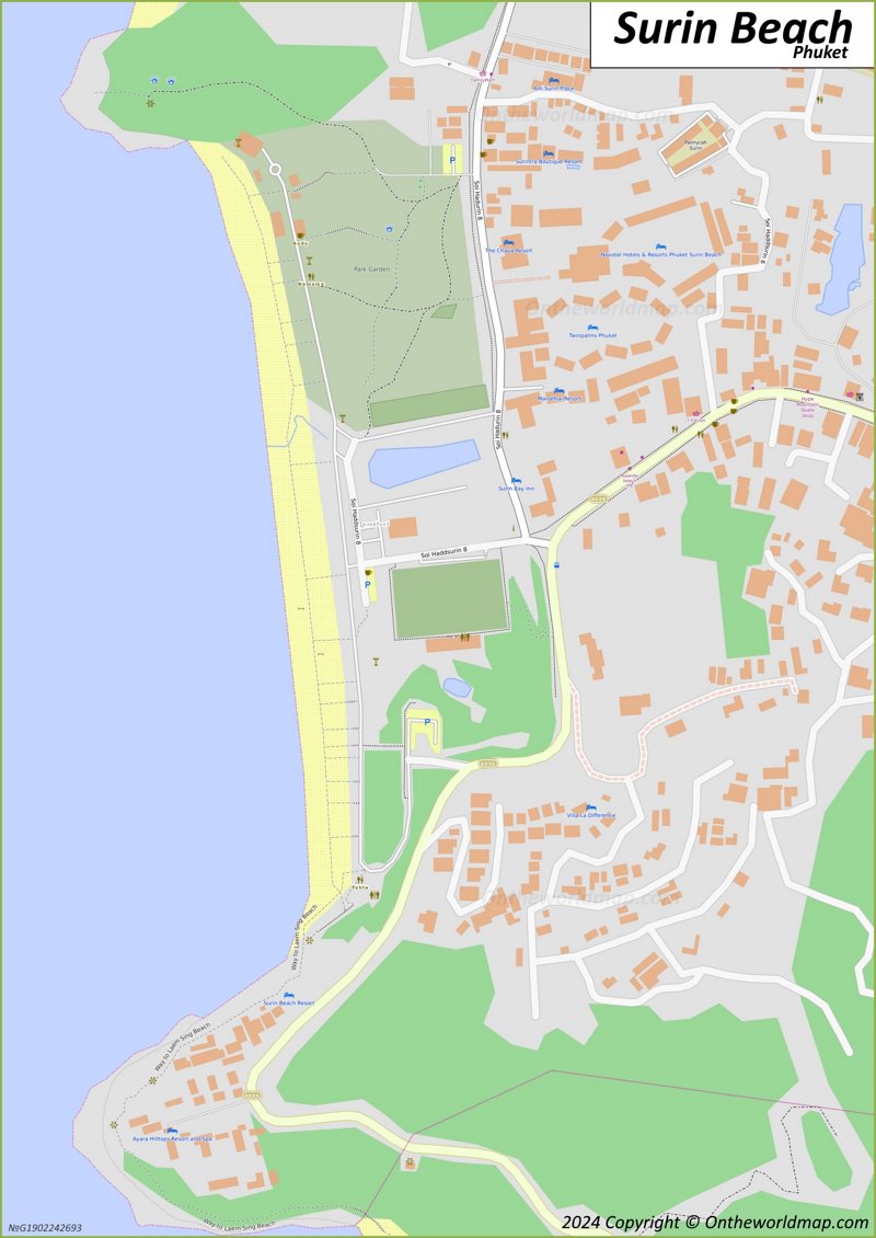 Map of Surin Beach