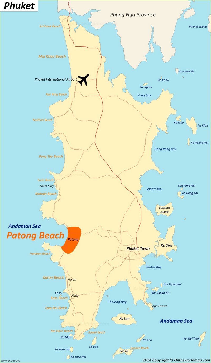 Patong Beach Location On The Phuket Map