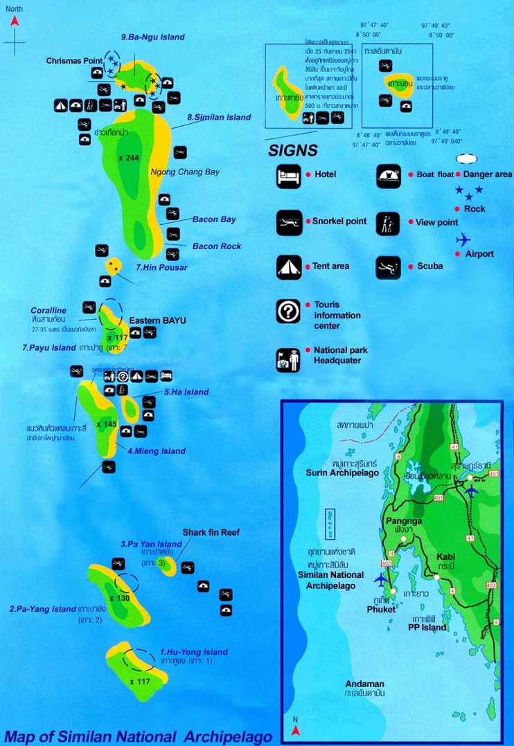 Similan Islands Sightseeing Map