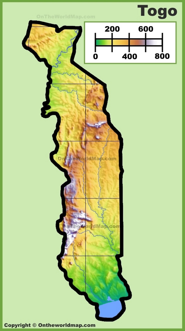 Togo physical map