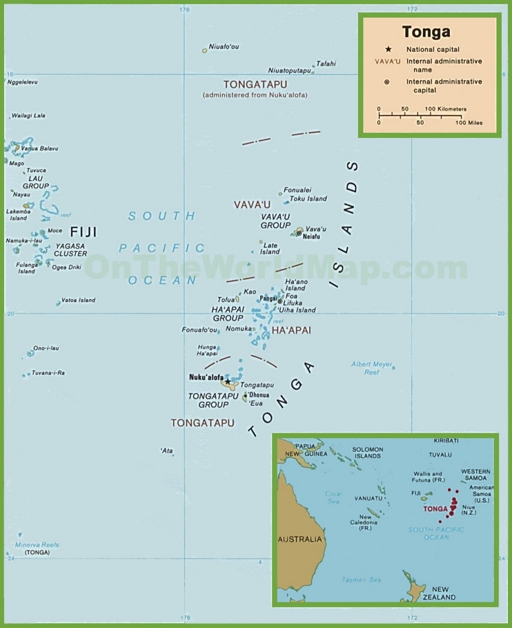 Large detailed map of Tonga