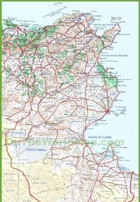 Topographic map of Tunisia