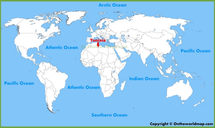 Tunisia location on the World Map