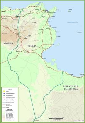 Tunisia physical map
