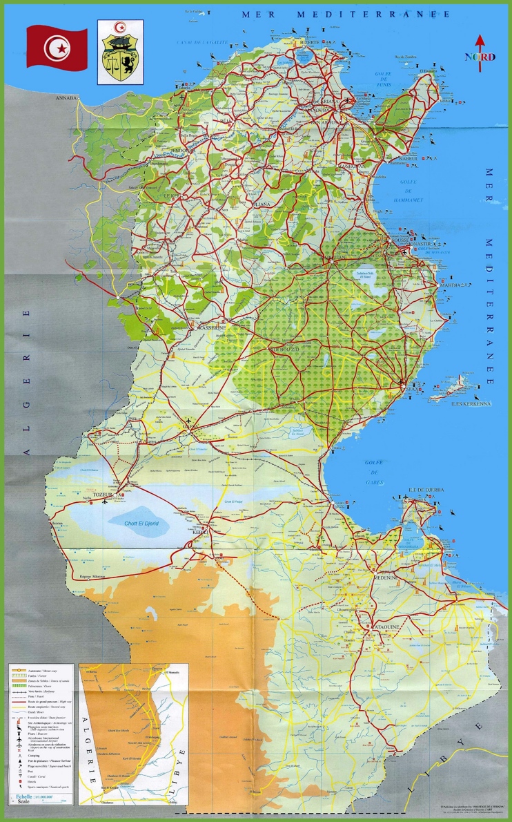 Tunisia tourist map