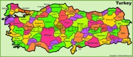 Administrative divisions map of Turkey