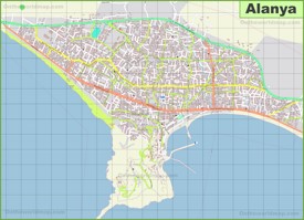 Large detailed map of Alanya
