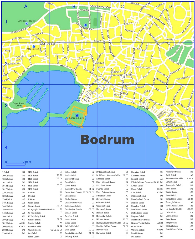 Bodrum city centre map