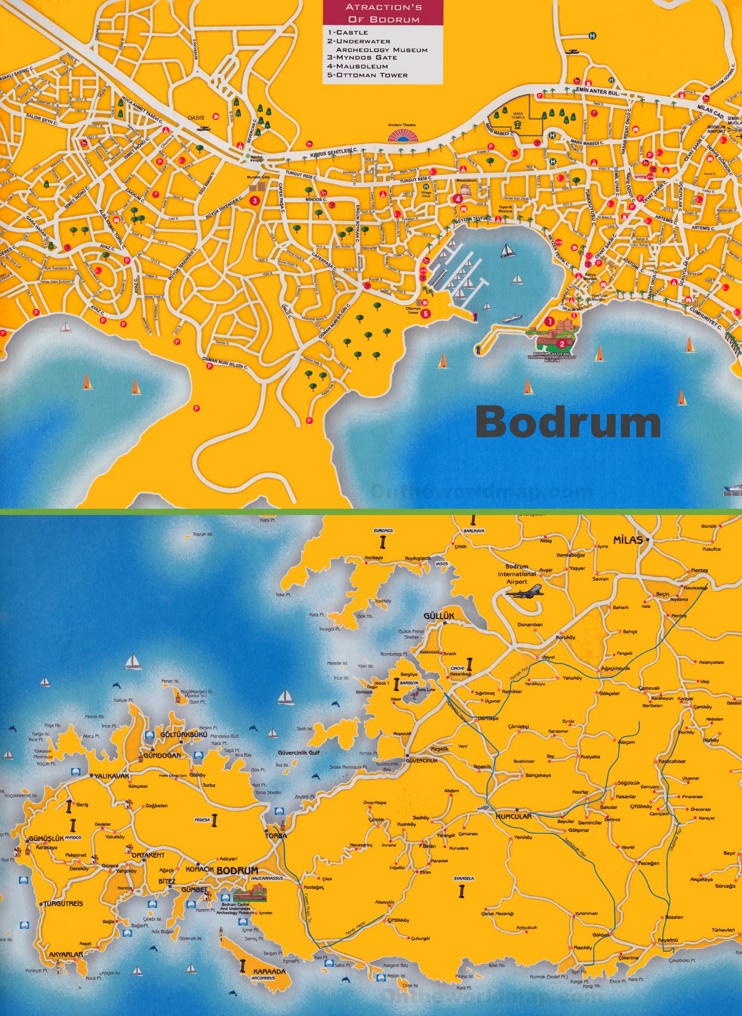 tourist map of bodrum