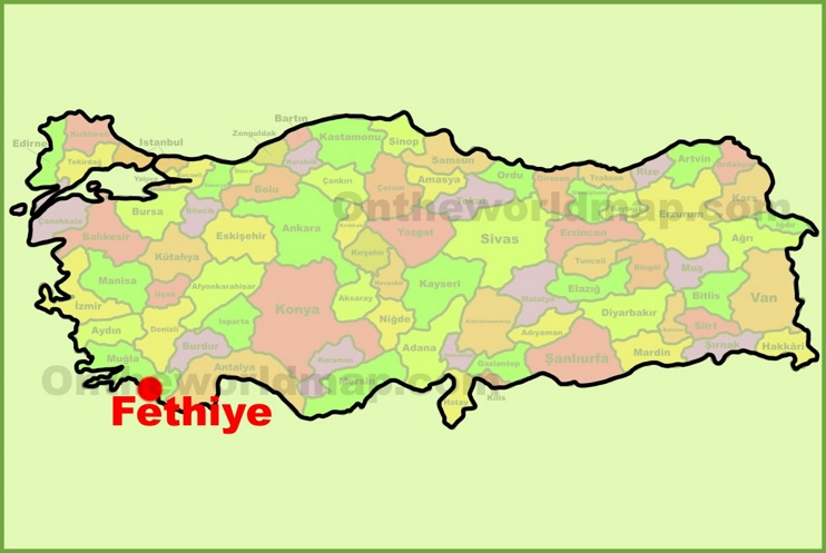 Fethiye location on the Turkey Map