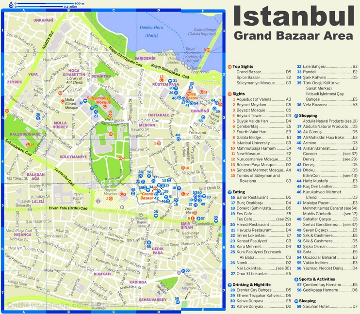 Istanbul Grand Bazaar area tourist map