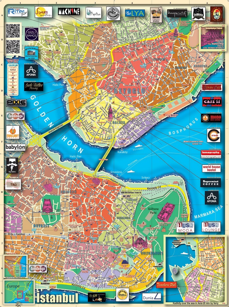 map of tourist attractions istanbul