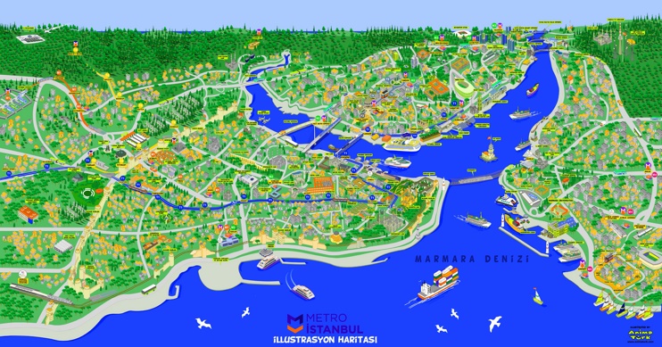 Istanbul tourist metro map